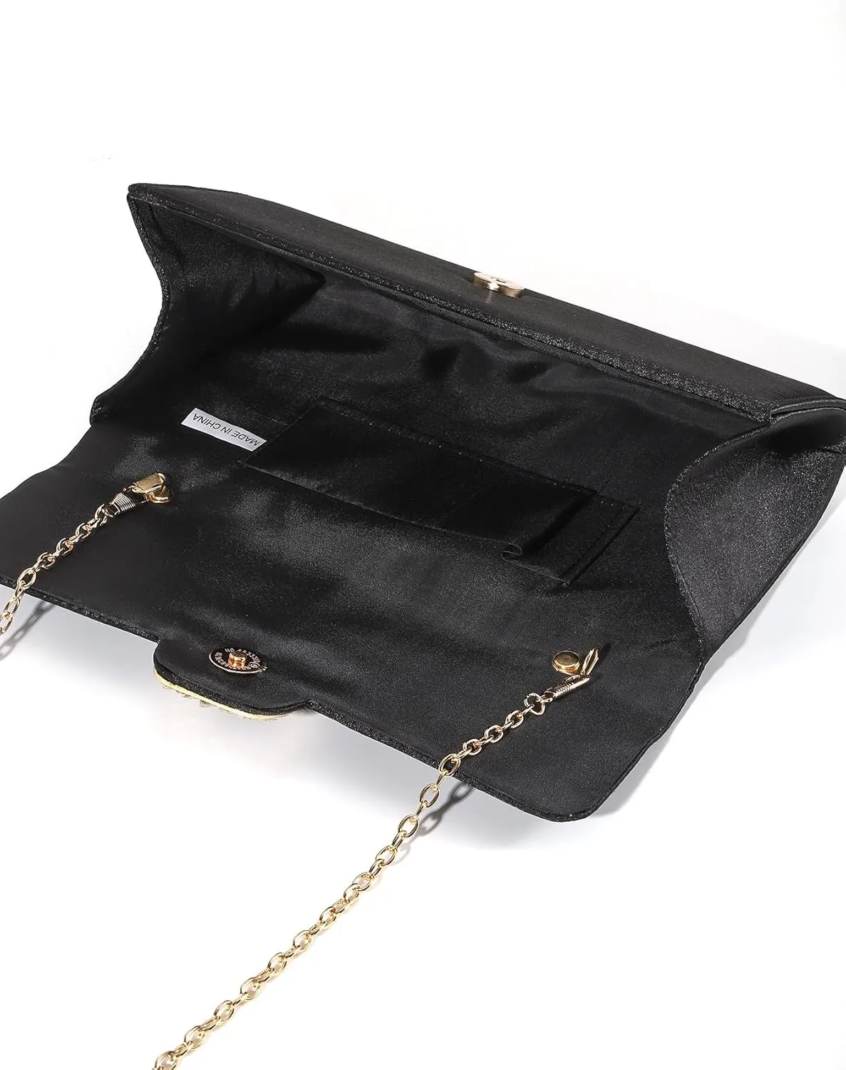 Women's Satin Rhinestone Sparkly Buckle Evening Clutch Purse Bags Underarm Crossbody Shoulder Handbags