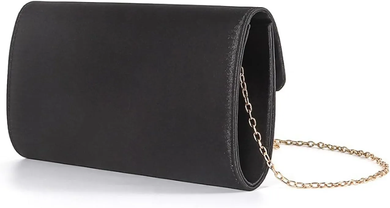 Women's Satin Rhinestone Sparkly Buckle Evening Clutch Purse Bags Underarm Crossbody Shoulder Handbags