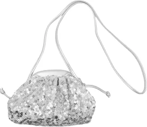 Women's Sequins Dumpling Bag Cloud Purse for Women - Shiny Crossbody, Sequins Bucket Bag