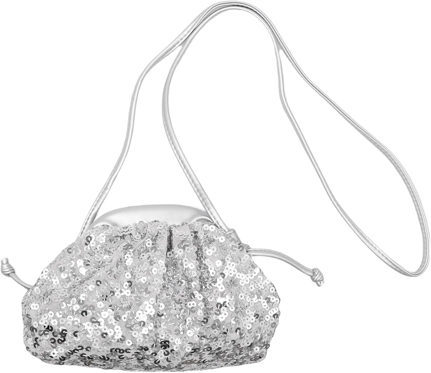 Women's Sequins Dumpling Bag Cloud Purse for Women - Shiny Crossbody, Sequins Bucket Bag