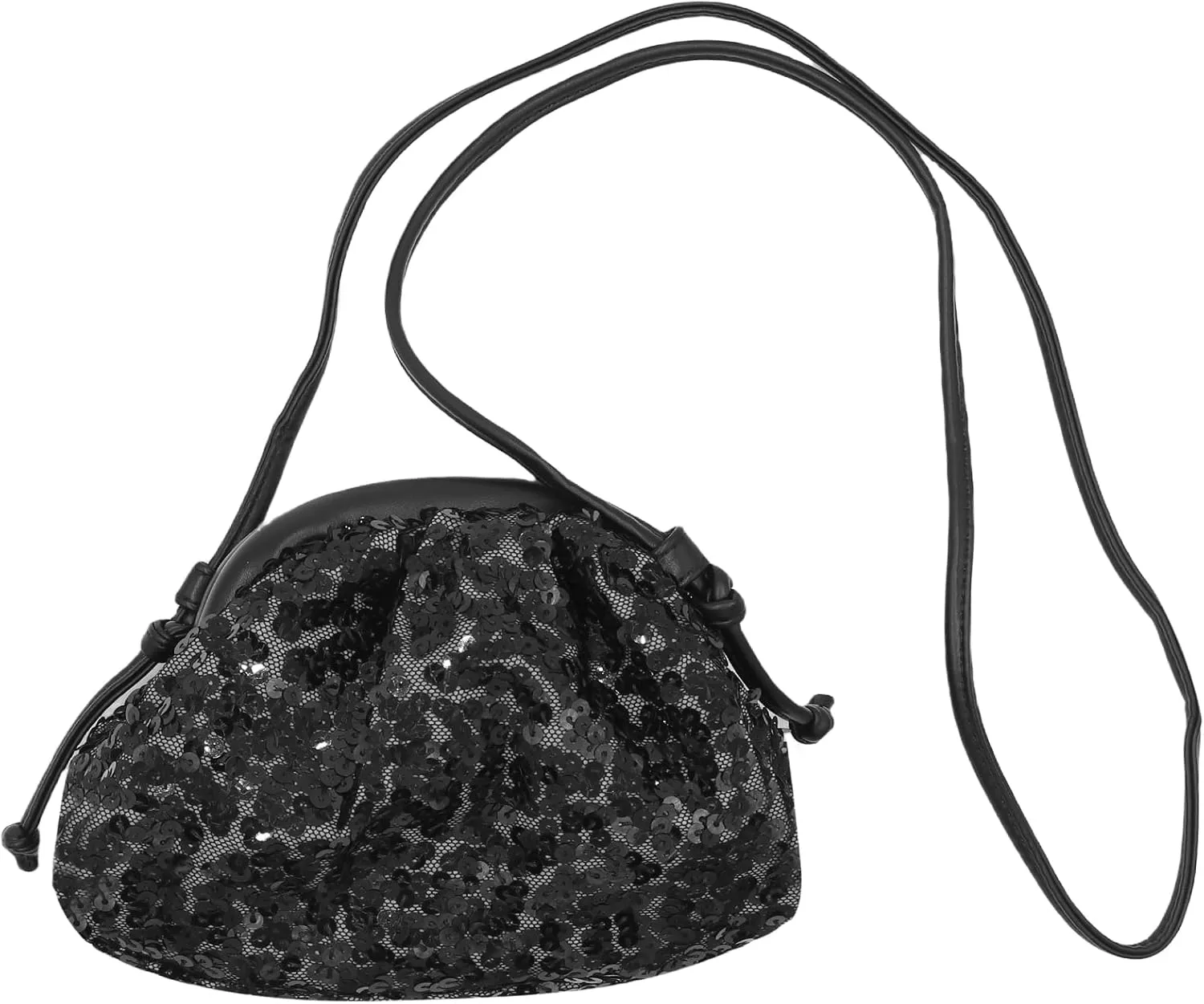 Women's Sequins Dumpling Bag Cloud Purse for Women - Shiny Crossbody, Sequins Bucket Bag