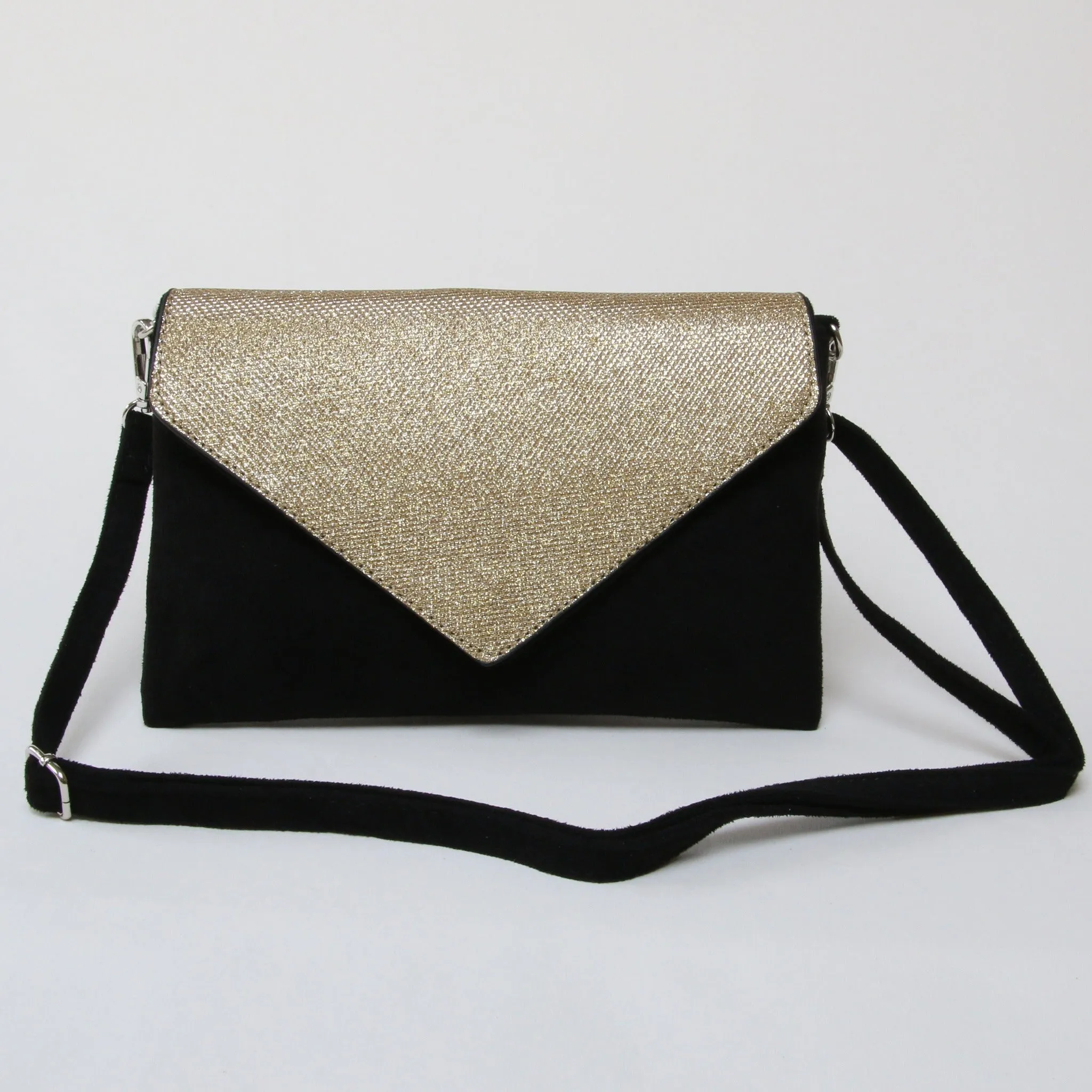Women's Sparkly Envelope Clutch Bag with Detachable Strap