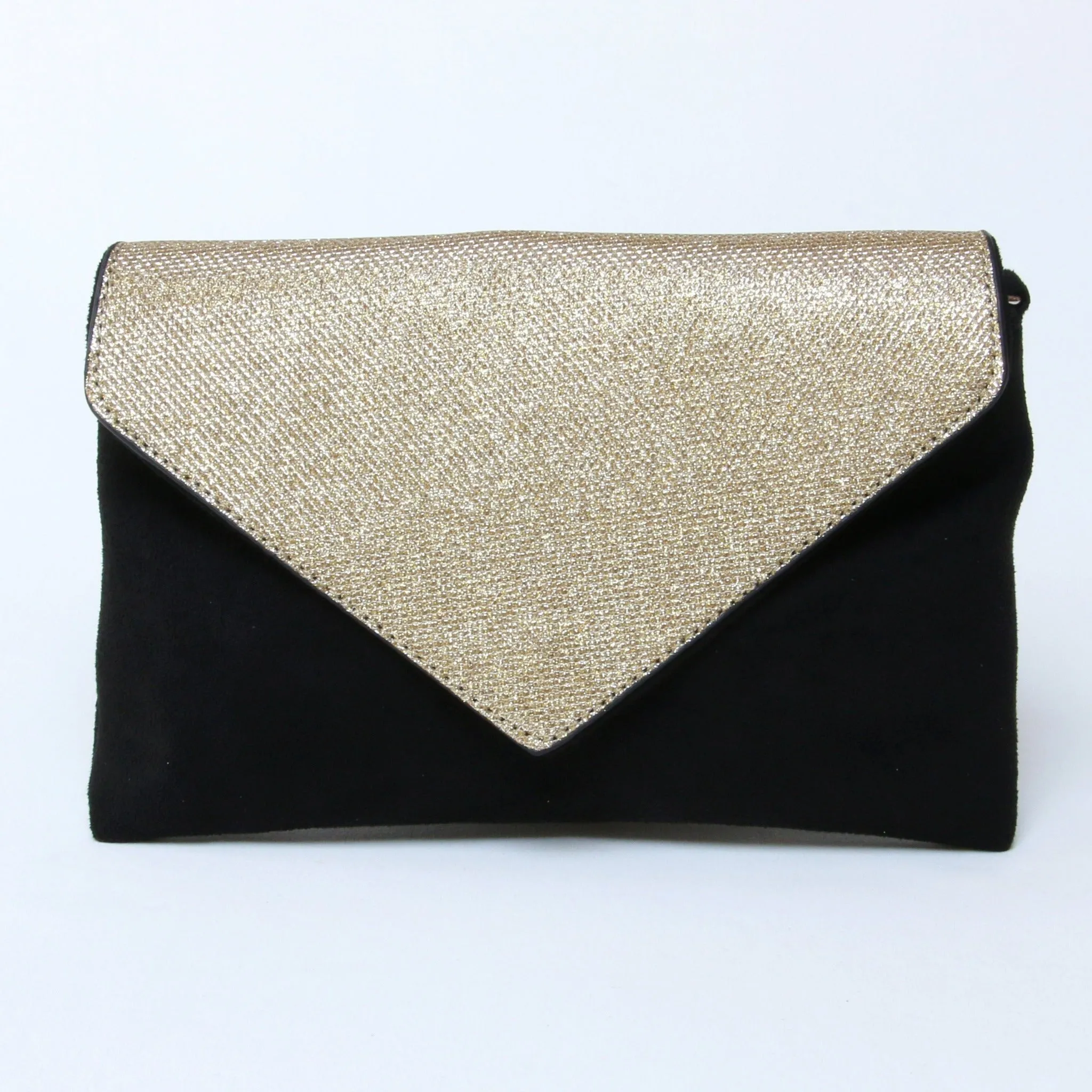 Women's Sparkly Envelope Clutch Bag with Detachable Strap