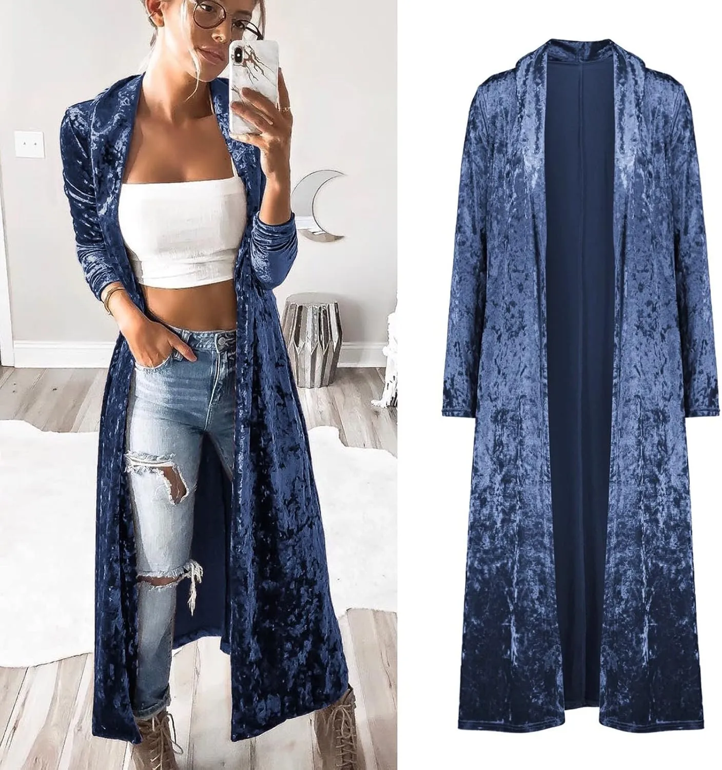 Women's Spring Coat Velvet Loose Elastic Coat Long Outwear Coats Long Casual Coat Business Work Cardigan for Women
