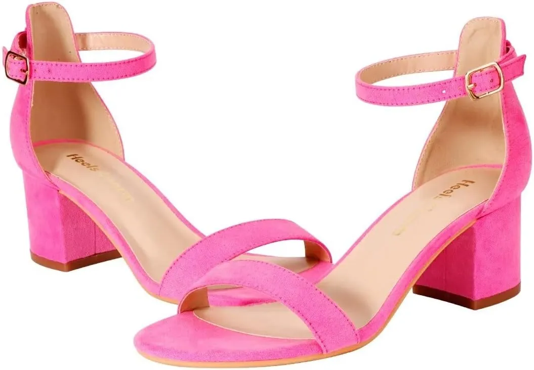 Women's Strappy Chunky Block Low Heeled Sandals 2 Inch Open Toe Ankle Strap High Heel Dress Sandals Daily Work Party Shoes