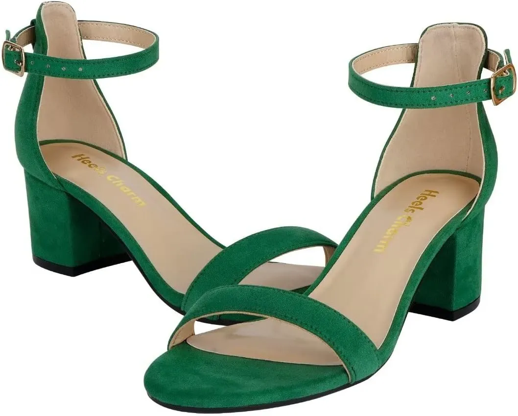 Women's Strappy Chunky Block Low Heeled Sandals 2 Inch Open Toe Ankle Strap High Heel Dress Sandals Daily Work Party Shoes
