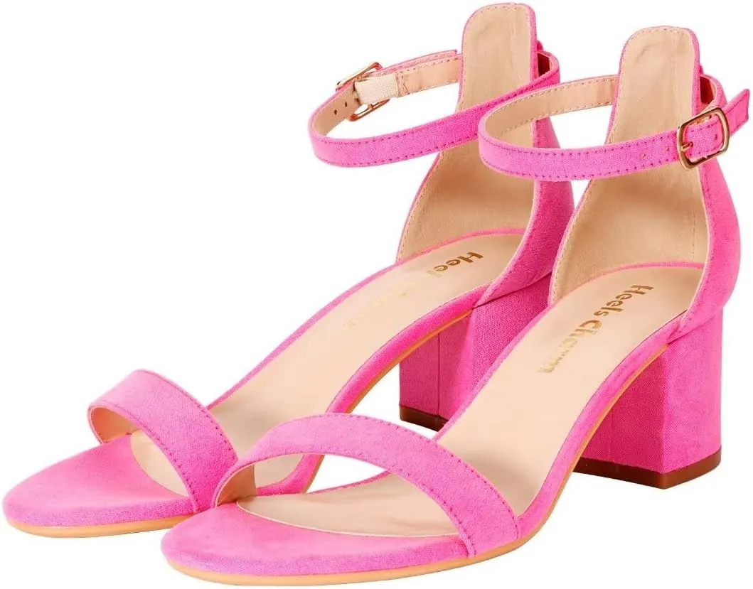 Women's Strappy Chunky Block Low Heeled Sandals 2 Inch Open Toe Ankle Strap High Heel Dress Sandals Daily Work Party Shoes