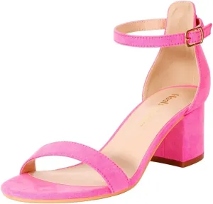 Women's Strappy Chunky Block Low Heeled Sandals 2 Inch Open Toe Ankle Strap High Heel Dress Sandals Daily Work Party Shoes