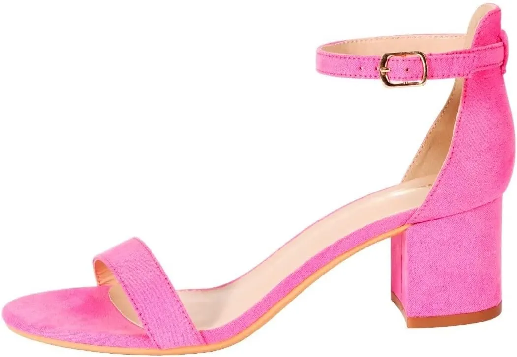 Women's Strappy Chunky Block Low Heeled Sandals 2 Inch Open Toe Ankle Strap High Heel Dress Sandals Daily Work Party Shoes