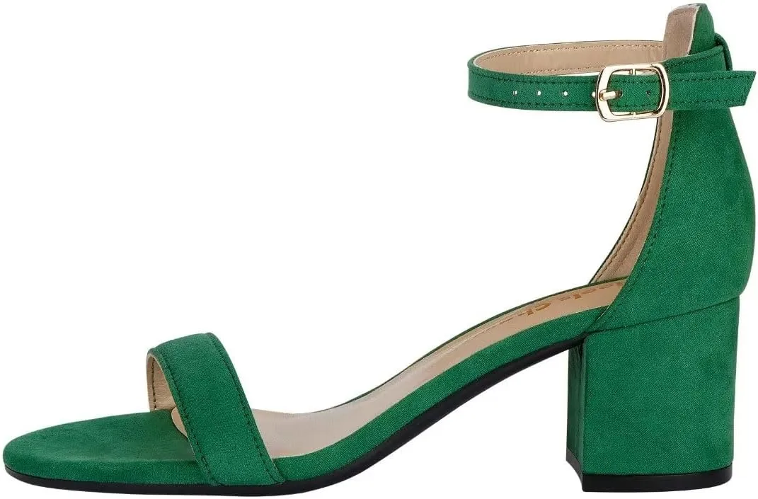 Women's Strappy Chunky Block Low Heeled Sandals 2 Inch Open Toe Ankle Strap High Heel Dress Sandals Daily Work Party Shoes