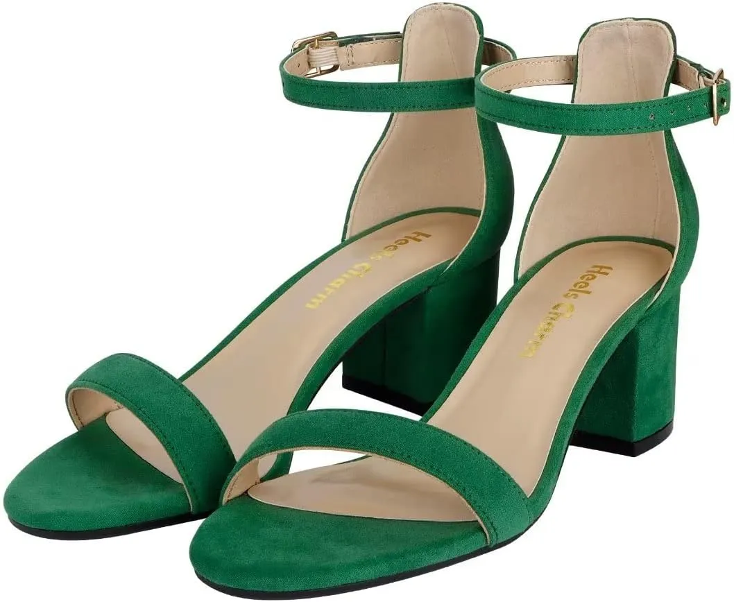 Women's Strappy Chunky Block Low Heeled Sandals 2 Inch Open Toe Ankle Strap High Heel Dress Sandals Daily Work Party Shoes