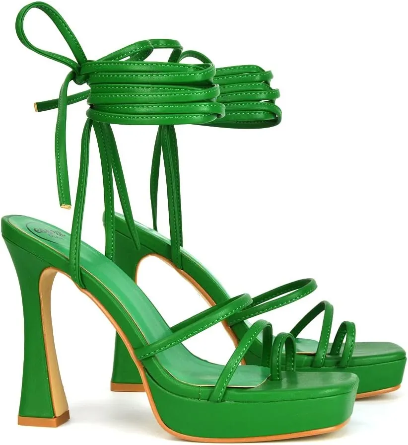 Womens Strappy Platform High Heel Sandals Ladies Lace Up Straps Party Evening Shoes Size