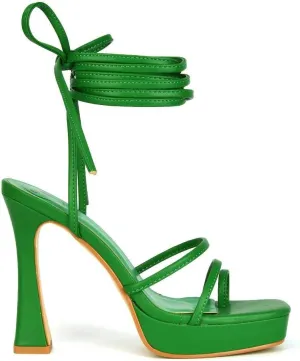 Womens Strappy Platform High Heel Sandals Ladies Lace Up Straps Party Evening Shoes Size
