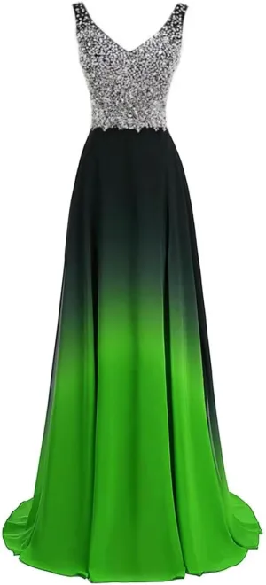 Women's Top Gradient Evening Prom A Line Gowns