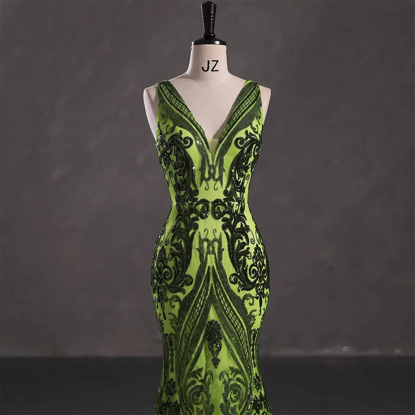 Women's V-Neck Sequins Mermaid Prom Evening Party Dress Sleeveless Lace-up Celebrity Pageant Gown
