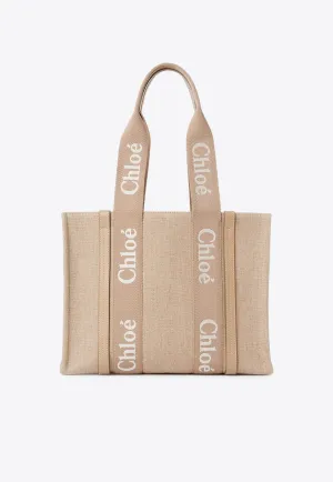 Woody Leather and Linen Tote Bag