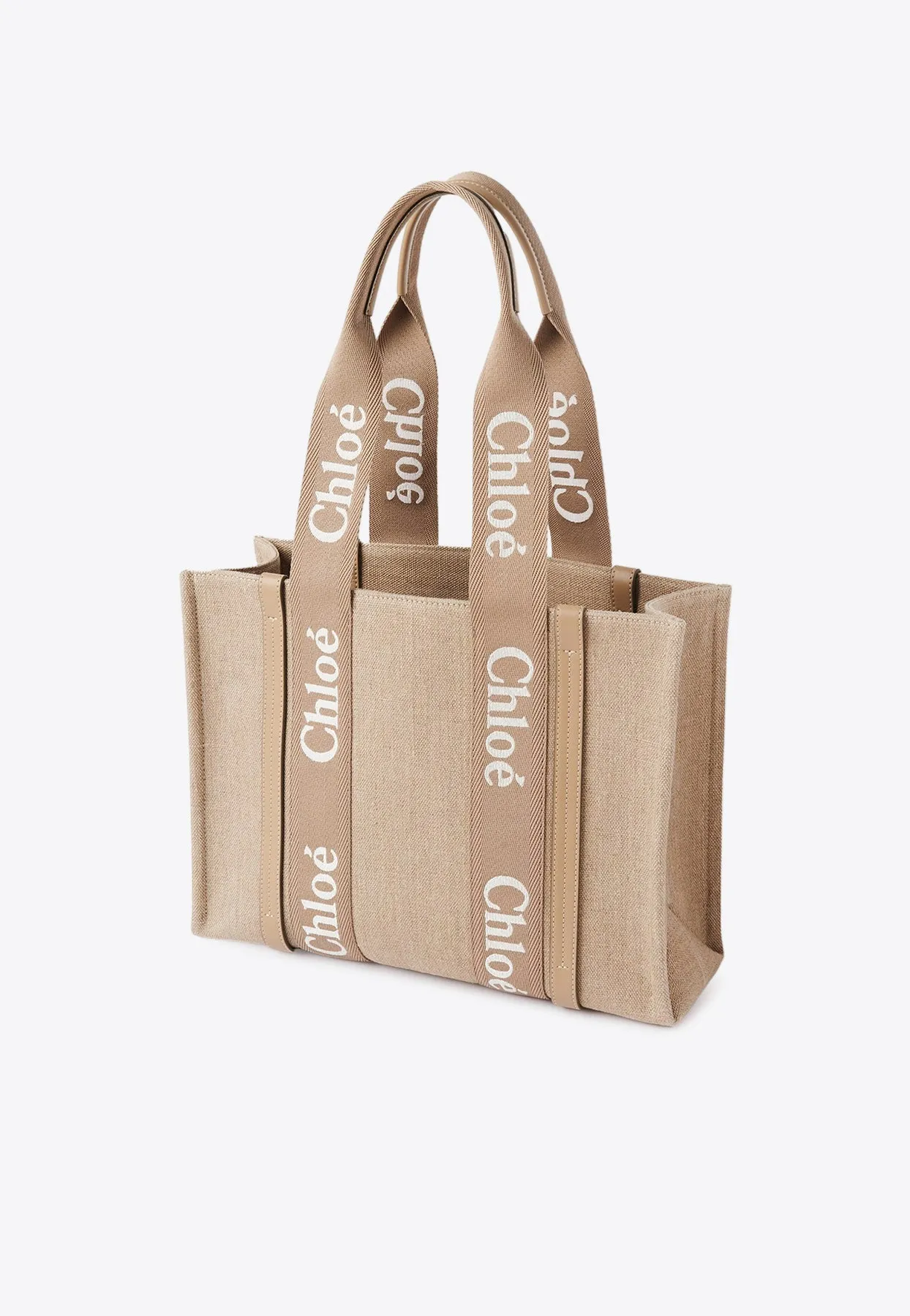 Woody Leather and Linen Tote Bag