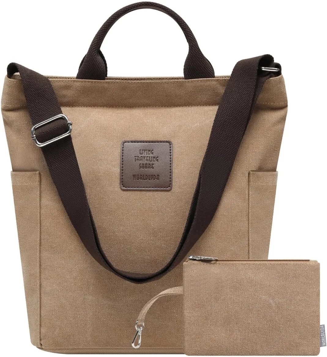 Worldlyda Women Canvas Tote Purse Large Shoulder Bag Casual Crossbody Hobo Top Handle Handbags
