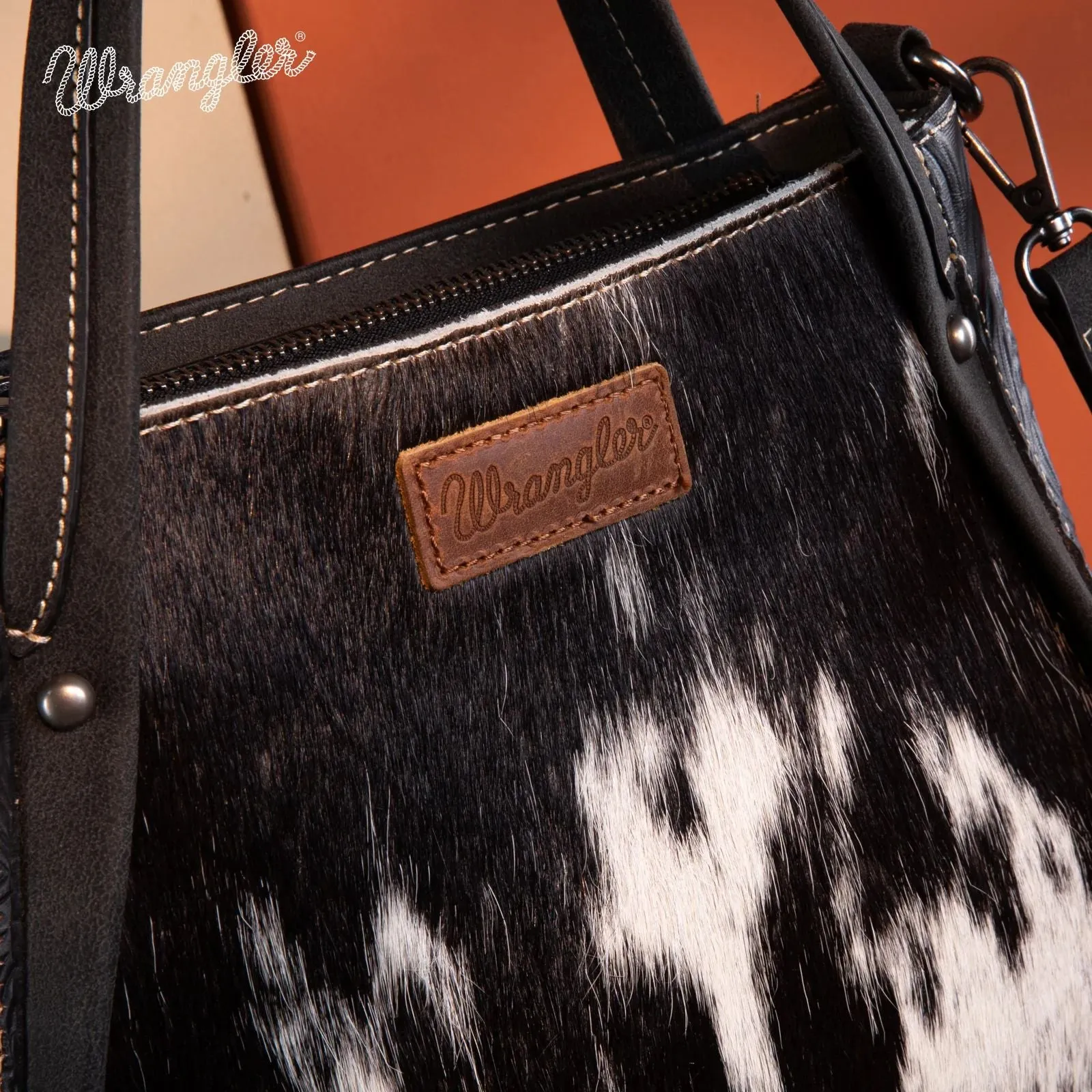Wrangler Genuine Hair-On Cowhide Tote Crossbody