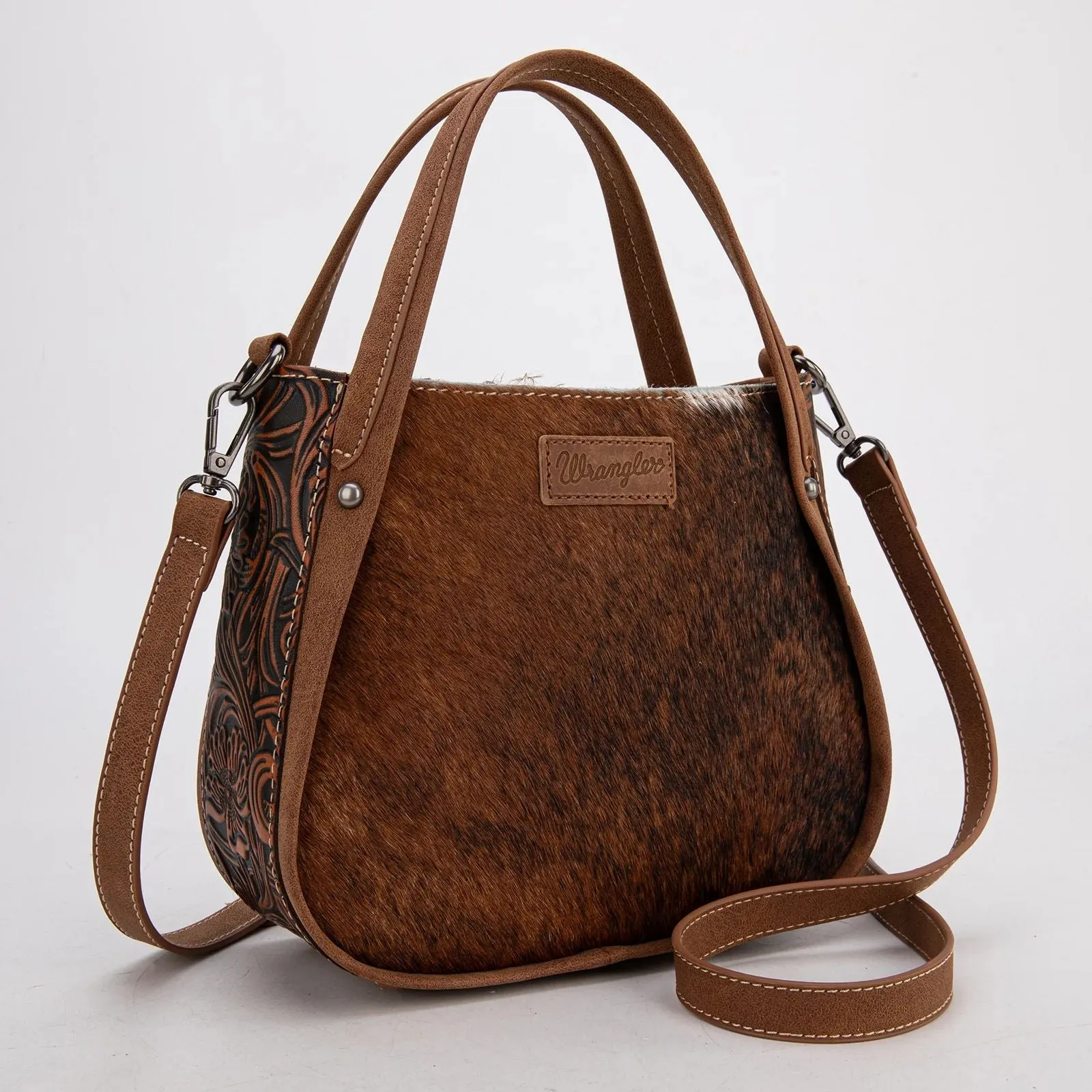 Wrangler Genuine Hair-On Cowhide Tote Crossbody