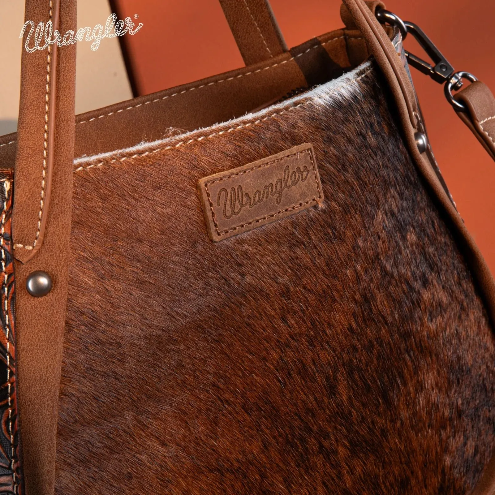 Wrangler Genuine Hair-On Cowhide Tote Crossbody