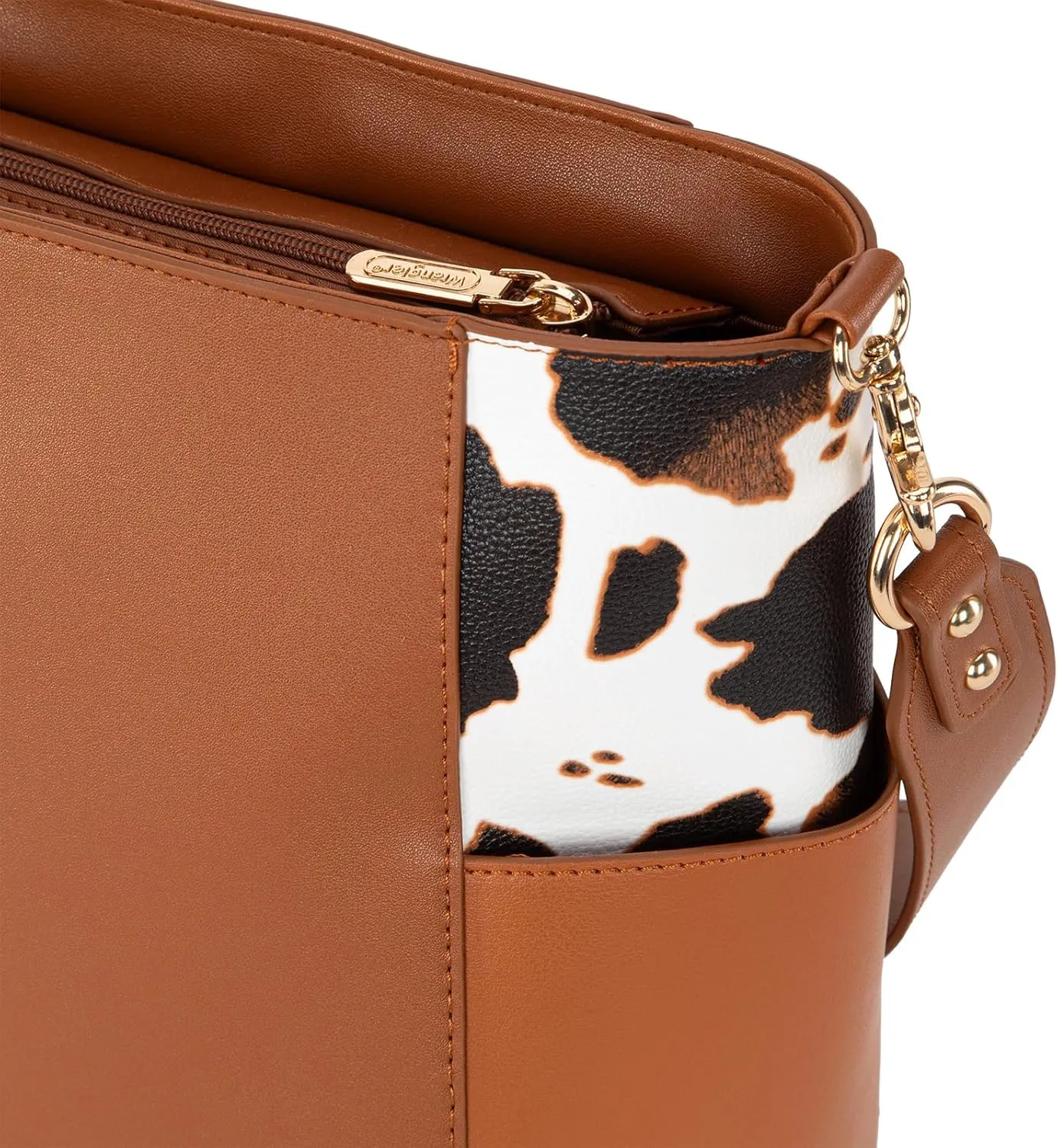 Wrangler MEDIUM Crossbody Bag for Women Vegan Leather Bucket Handbags with Guitar Strap