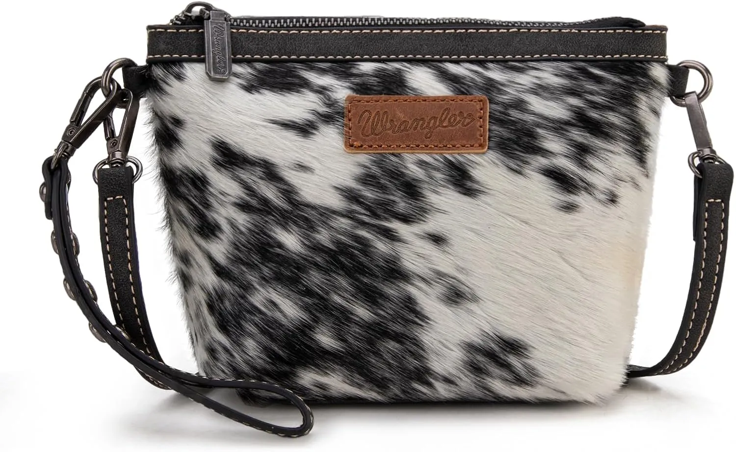 Wrangler Western Horsehair Wristlet Clutch Purse Vintage Hair-On Cowhide Crossbody Bag for Women