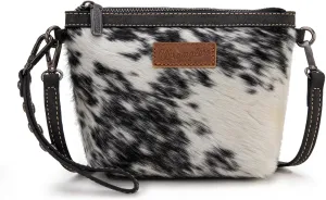 Wrangler Western Horsehair Wristlet Clutch Purse Vintage Hair-On Cowhide Crossbody Bag for Women