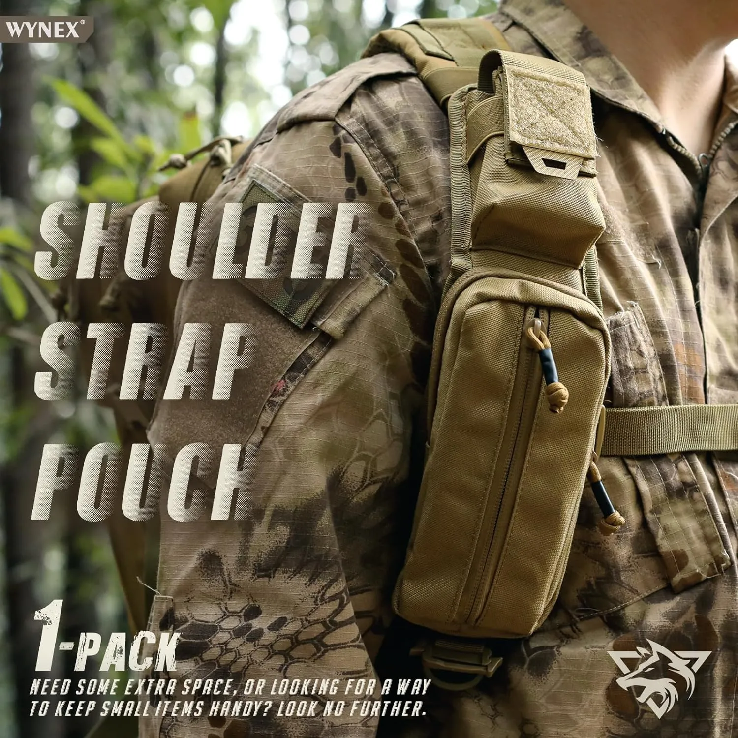 WYNEX Molle Accessories Pouch of Double Zipper Pocket Version, Backpack Strap Pouch Shoulder Strap Molle Attachment Tactical Accessories Bag Shoulder Starps Zipper Pocket Additional Phone Holder