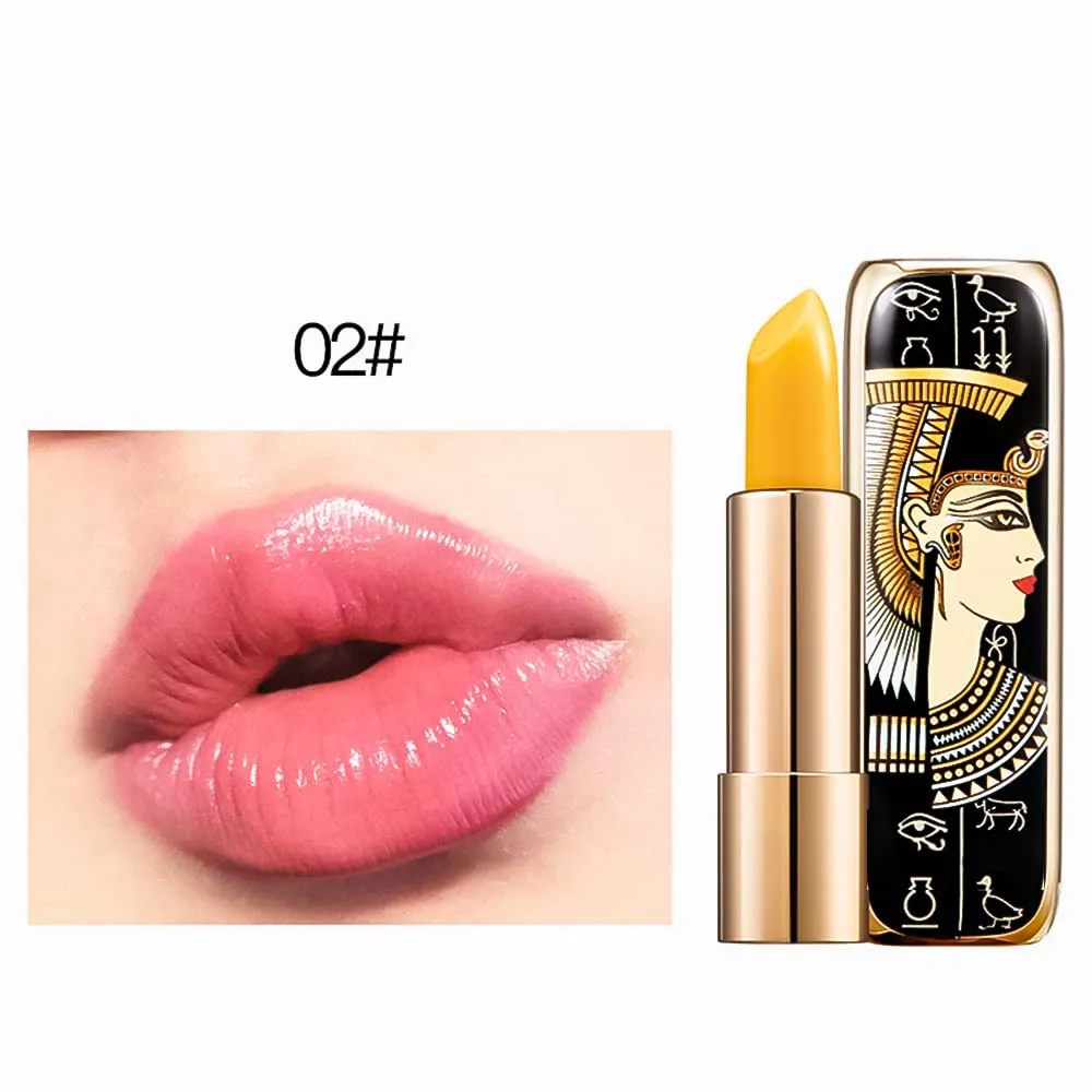 Xaena 2 Colors Matte Lipstick The British Museum Egypt Series Color Changing Lipstick Luxury Satin Lipstick Long-Lasting Vegan Cruelty-Free Temperature Color Change Lip Gloss (02#)