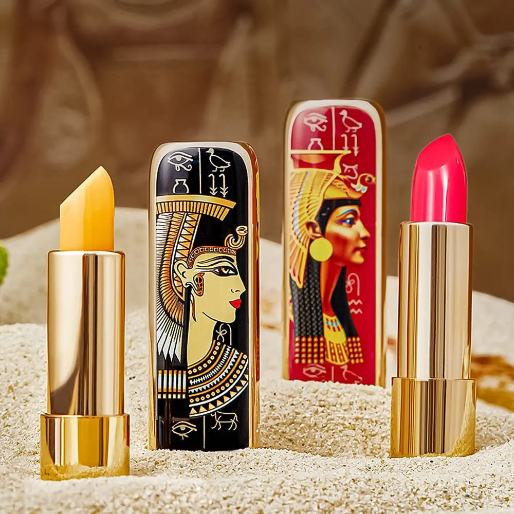 Xaena 2 Colors Matte Lipstick The British Museum Egypt Series Color Changing Lipstick Luxury Satin Lipstick Long-Lasting Vegan Cruelty-Free Temperature Color Change Lip Gloss (02#)