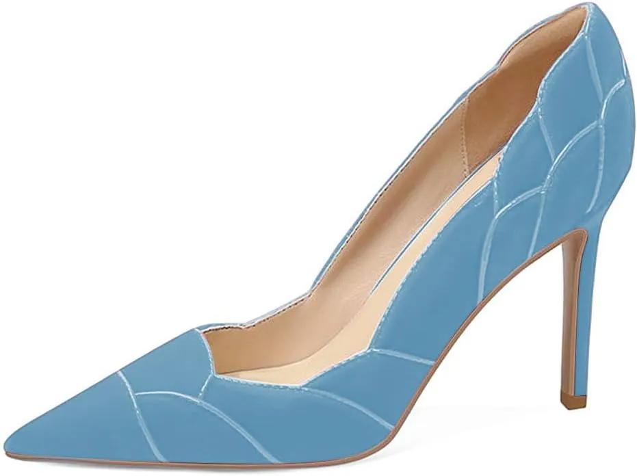 XYD Women Velvet Pumps Closed Pointed Toe High Heels Petaloid Curve Graceful Evening Stiletto Shoes