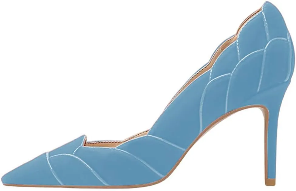 XYD Women Velvet Pumps Closed Pointed Toe High Heels Petaloid Curve Graceful Evening Stiletto Shoes