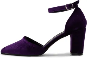 YDN Women's Chunky Mid Heel Pumps Ladies Pointed Toe D'Orsay Adjustable Buckled Ankle Strap Dress Prom Daily Shoes Size 4-16 US