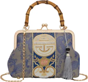 YeBon Retro Shoulder Chain Messenger Clutch Chinese Style Embroidered Jacquard Women's Evening Bags
