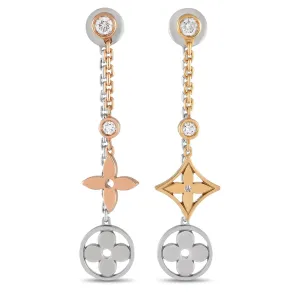Yellow, 18K Louis Blossom Vuitton Limited-stock sale Rose, and Earrings White Vibrant Gold Dangle Diamond LV16-041924