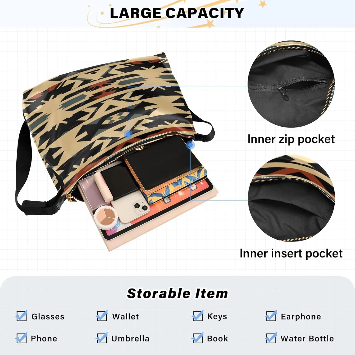 Yellow Floral with White Poppies Women Hobo Shoulder Bag, Large Leather Crossbody Bag, Cross Body Shoulder Bag Leather