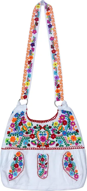 YZXDORWJ Mexican Embroidered Bag for Women Floral Traditional Handbag Satchel Morral Bag
