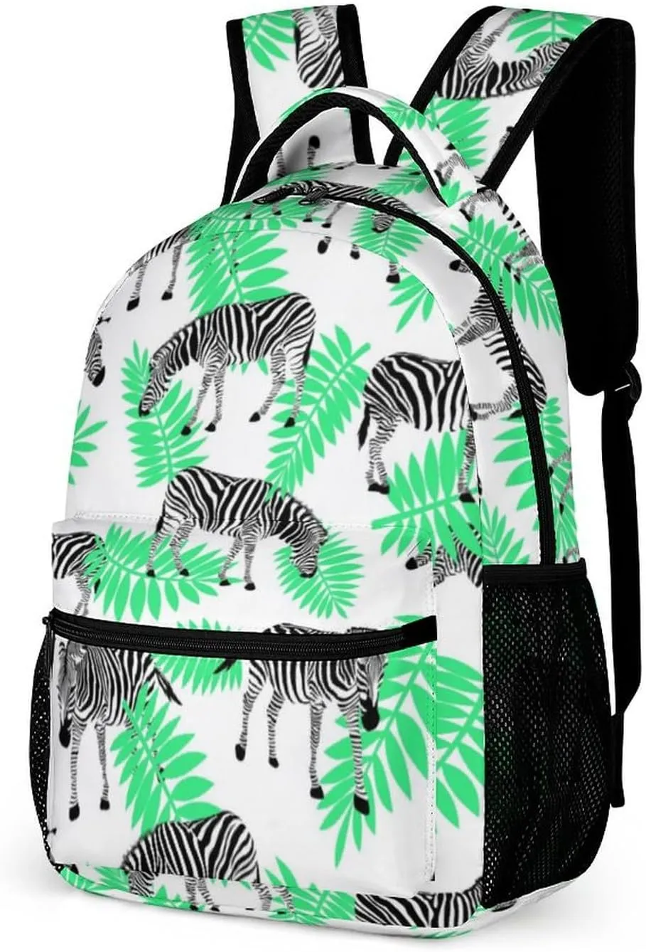 Zebra Backpack for Kids Girls Boys School, 16 Inches Cute Zebras Theme Bookbag, Adjustable, Lightweight, Large Capacity, Colorful Daily Casual Backpacks
