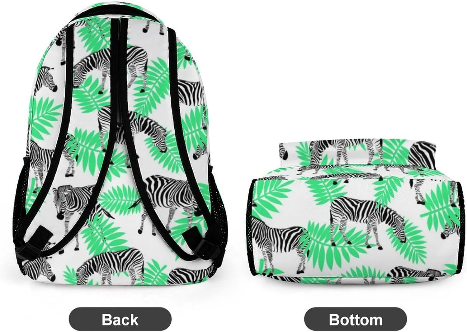 Zebra Backpack for Kids Girls Boys School, 16 Inches Cute Zebras Theme Bookbag, Adjustable, Lightweight, Large Capacity, Colorful Daily Casual Backpacks