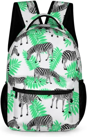 Zebra Backpack for Kids Girls Boys School, 16 Inches Cute Zebras Theme Bookbag, Adjustable, Lightweight, Large Capacity, Colorful Daily Casual Backpacks