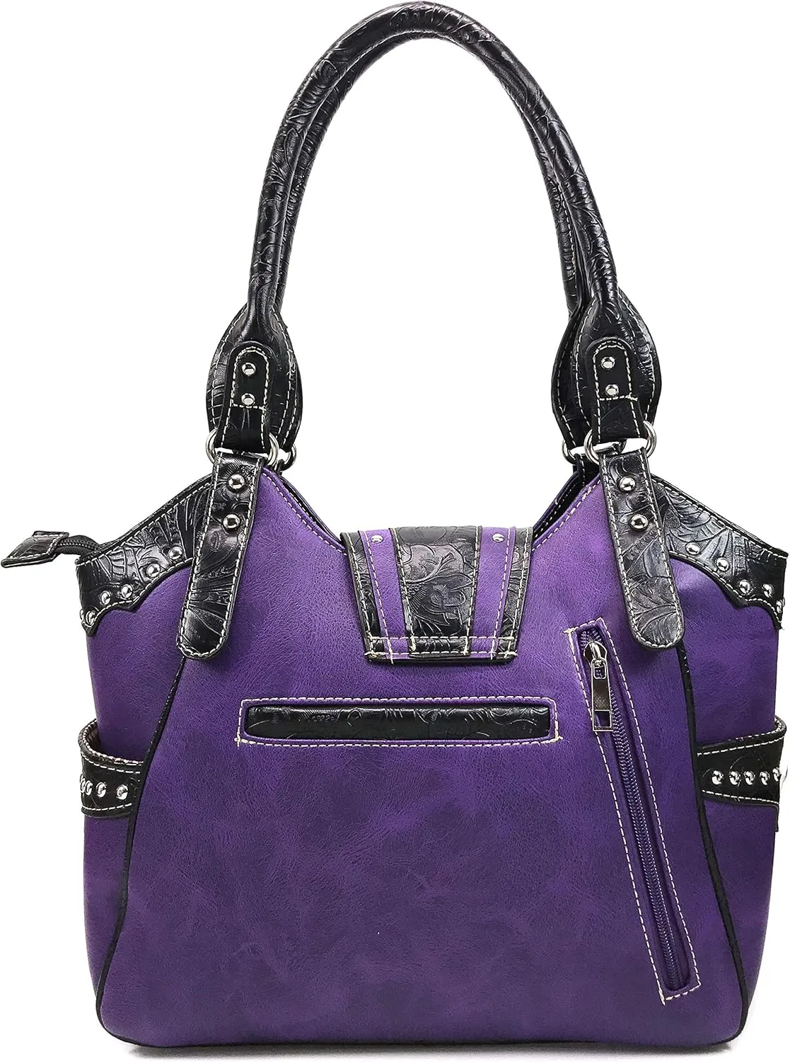 Zelris American Albino Western Floral Buckle Conceal Carry Women Tote Purse Handbag with Crossbody Wallet Set