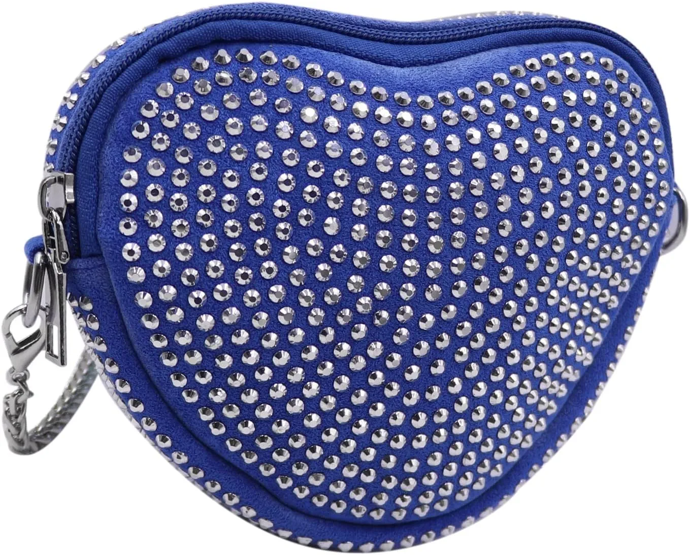ZGMYC Bling Rhinestone Crossbody Purse for Women Girls Cute Heart Shaped Wallet Shoulder Bag with Chain Strap
