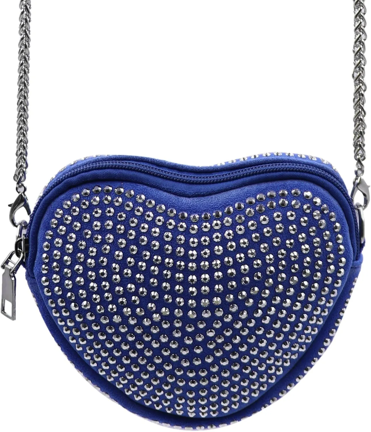 ZGMYC Bling Rhinestone Crossbody Purse for Women Girls Cute Heart Shaped Wallet Shoulder Bag with Chain Strap