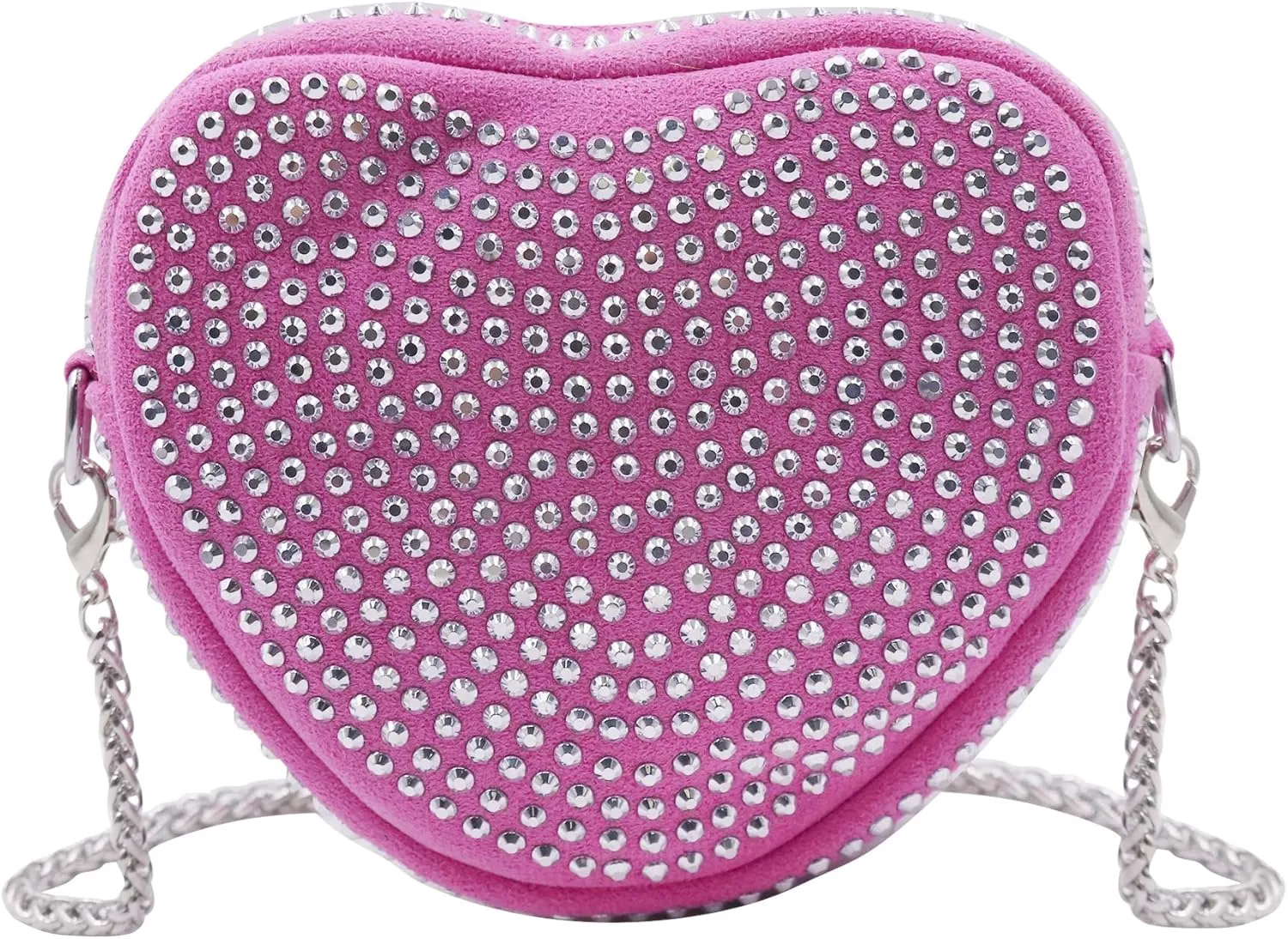 ZGMYC Bling Rhinestone Crossbody Purse for Women Girls Cute Heart Shaped Wallet Shoulder Bag with Chain Strap