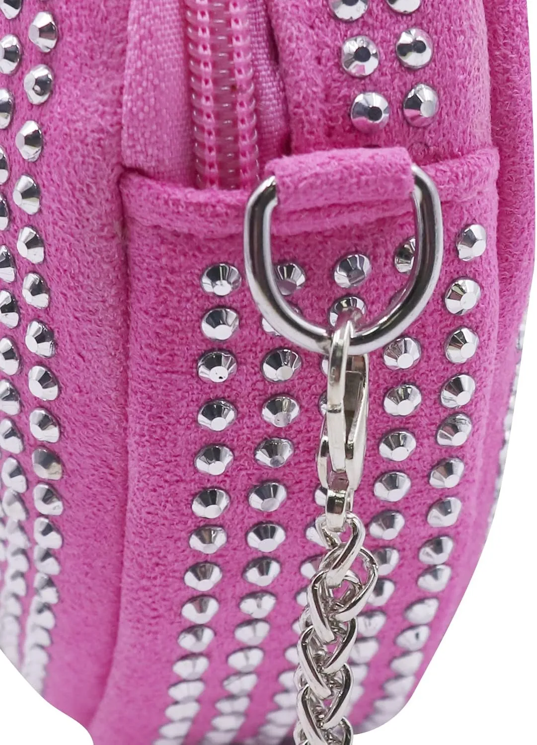 ZGMYC Bling Rhinestone Crossbody Purse for Women Girls Cute Heart Shaped Wallet Shoulder Bag with Chain Strap