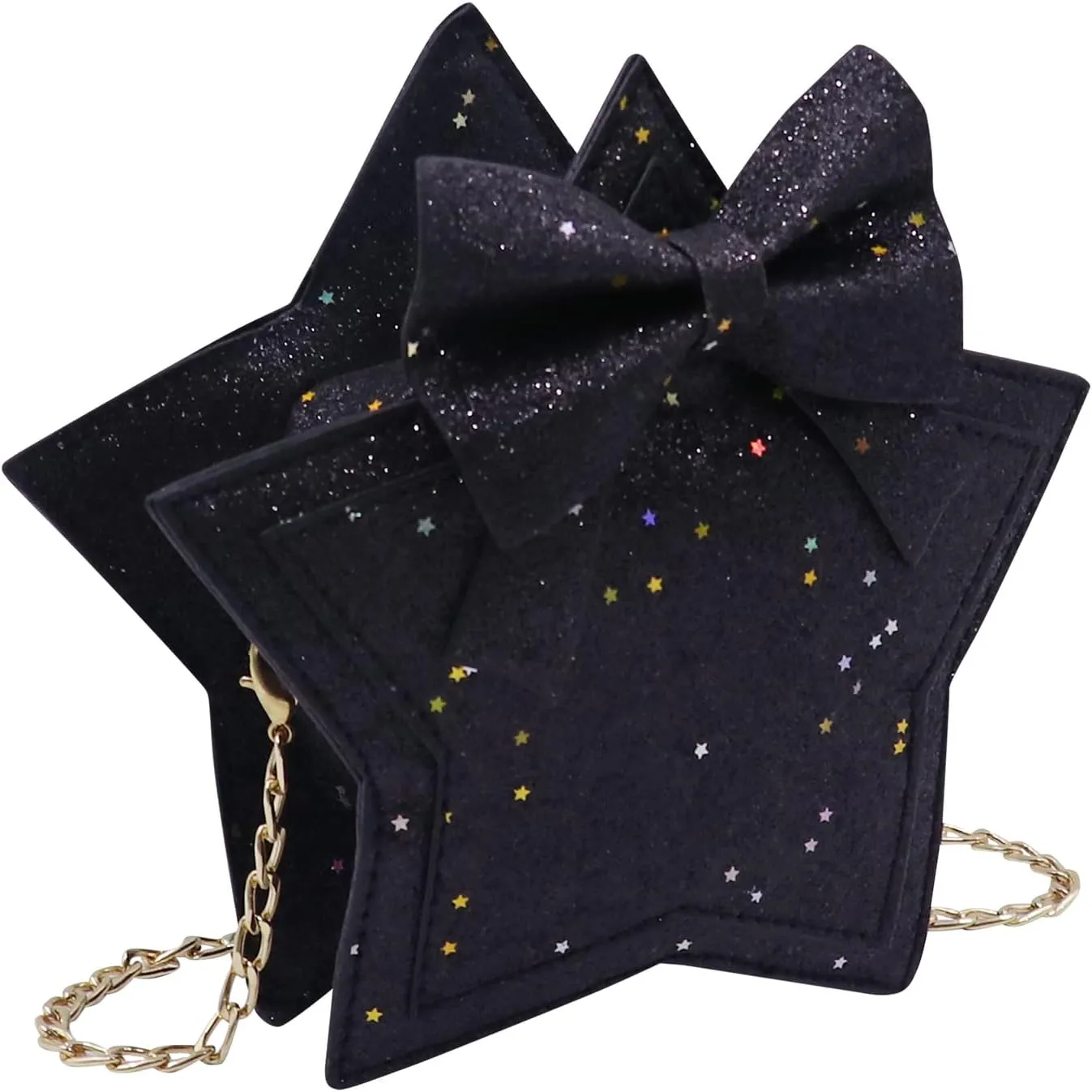 ZGMYC Little Girls Glitter Sequins Crossbody Purse Star-Shaped Bowknot Shoulder Bag Satchel