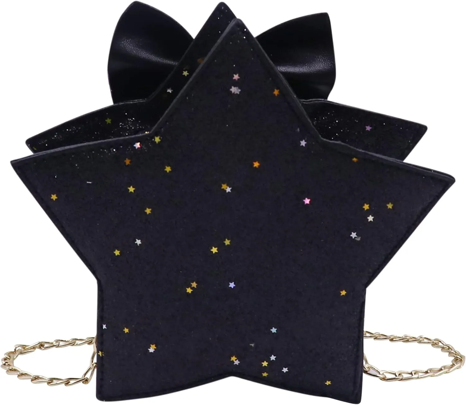 ZGMYC Little Girls Glitter Sequins Crossbody Purse Star-Shaped Bowknot Shoulder Bag Satchel