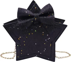 ZGMYC Little Girls Glitter Sequins Crossbody Purse Star-Shaped Bowknot Shoulder Bag Satchel