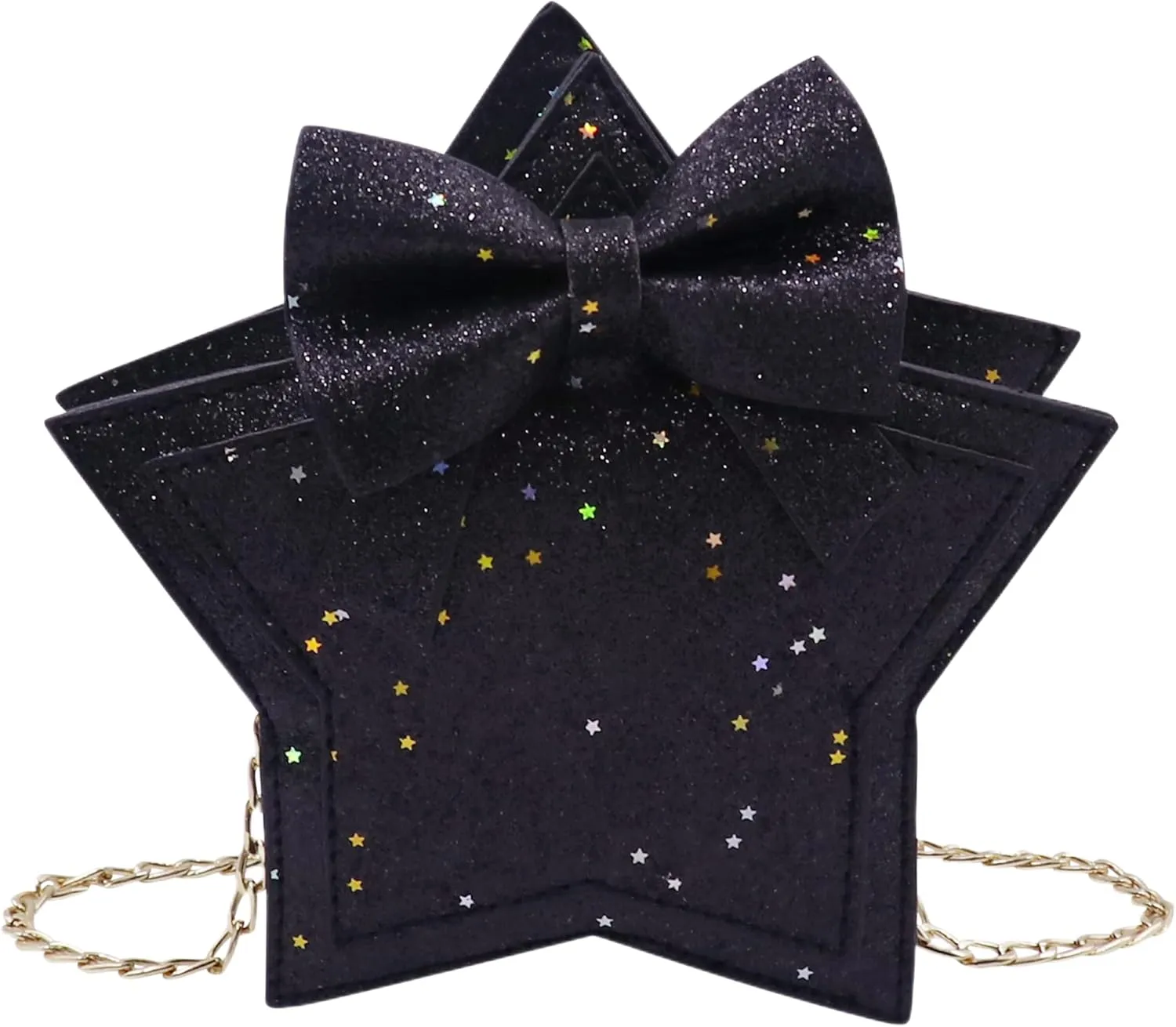 ZGMYC Little Girls Glitter Sequins Crossbody Purse Star-Shaped Bowknot Shoulder Bag Satchel